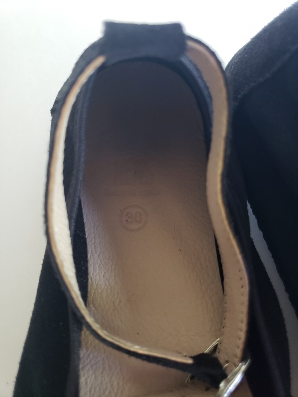 Black Suede Ballet Flats with Anke Strap - Barefoot / Minimalist Shoe Size 38 - Picture 4 of 9